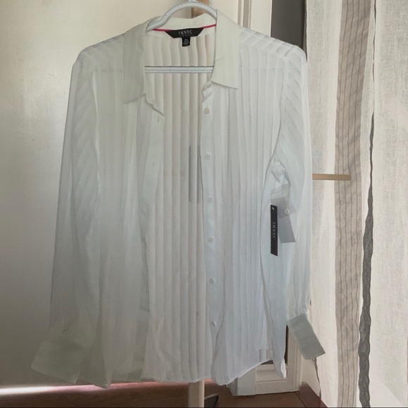 IMNYC Women’s Striped Button Down Sheer Blouse - Picture 2 of 7